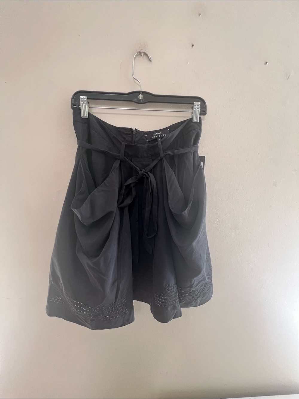 Black High-Waist Tie Detail Women's Skirt